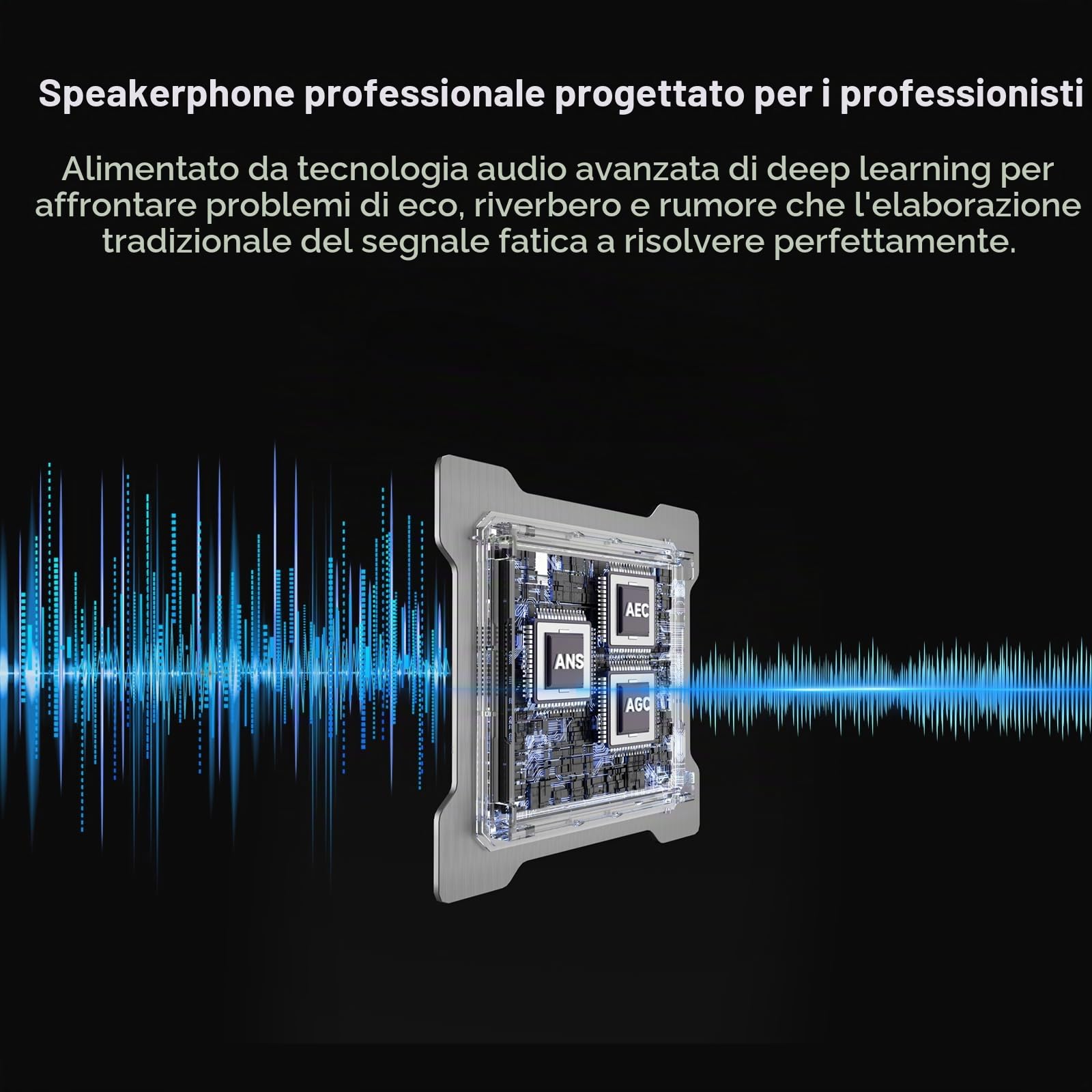 NUROUM A35 Microfono Ambientale con Altoparlante per Conferenze, Cancellazione del Rumore AI, Collegamento a Cascata per 20 Persone,32kHz Compatibile Zoom/Teams/GoogleMeet tramite Bluetooth/USB/Dongle