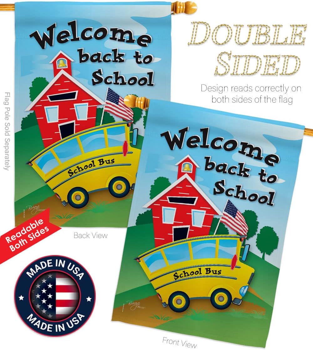 Breeze Decor H115090 School Bus Special Occasion School & Education Decorative Vertical House Flag, 28" x 40", Multicolor