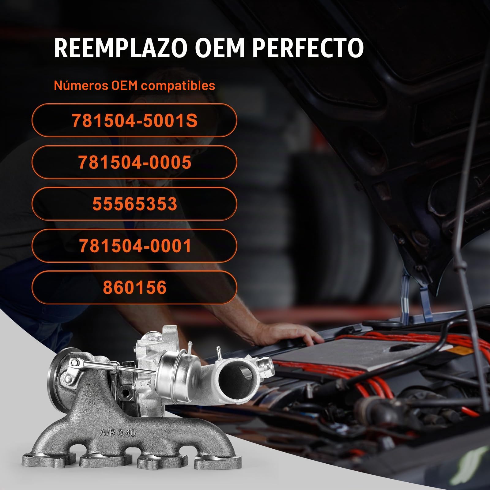 VEVOR Turbo con Kit Juntas, Turbocompresor a Motores de Automóviles, Compatible con Chevy Chevrolet Cruze 2011-2019, 1.4T, 781504-5001S, 781504-0005, 55565353, 781504-0001, 860156, 330 x 270 x 195 mm