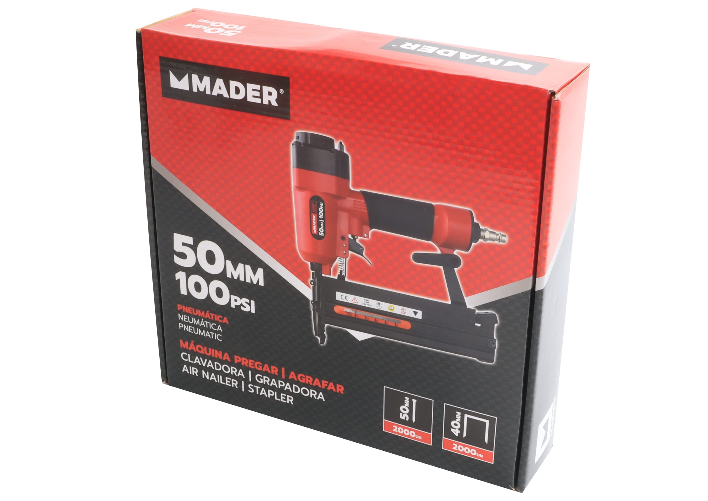 Mader Power Tools Clavadora/Grapadora Neumática, 50mm, 100PSI 63702
