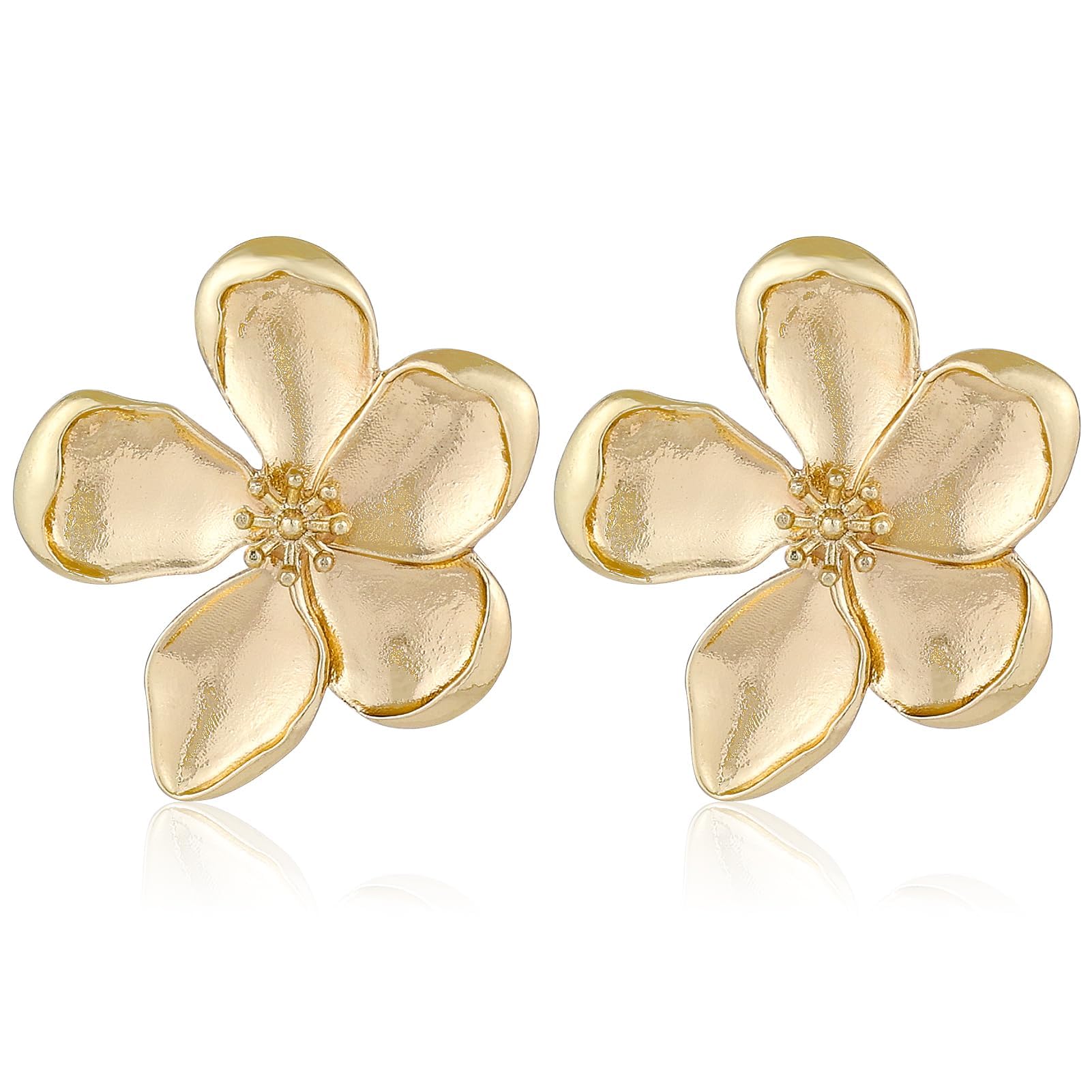 GenericLarge Gold Flower Women's Earrings,Boho Golden Flower Statement Earrings For Women Set,Chic Vintage Chunky Floral Gold Earrings For Women Jewelry Gift, Alloy Steel Nickel-free, No Gemstone