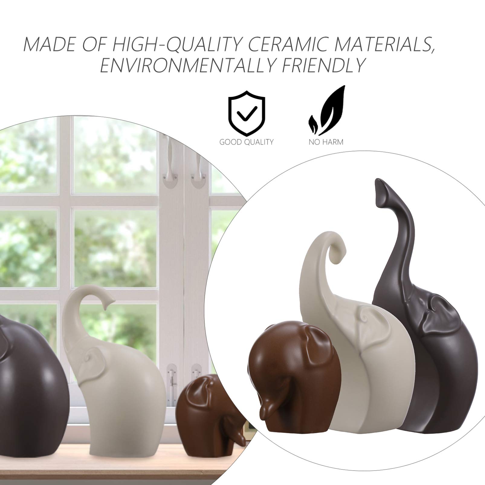 Abaodam Statuetta Animale in Ceramica 3 Pezzi per Decorazione