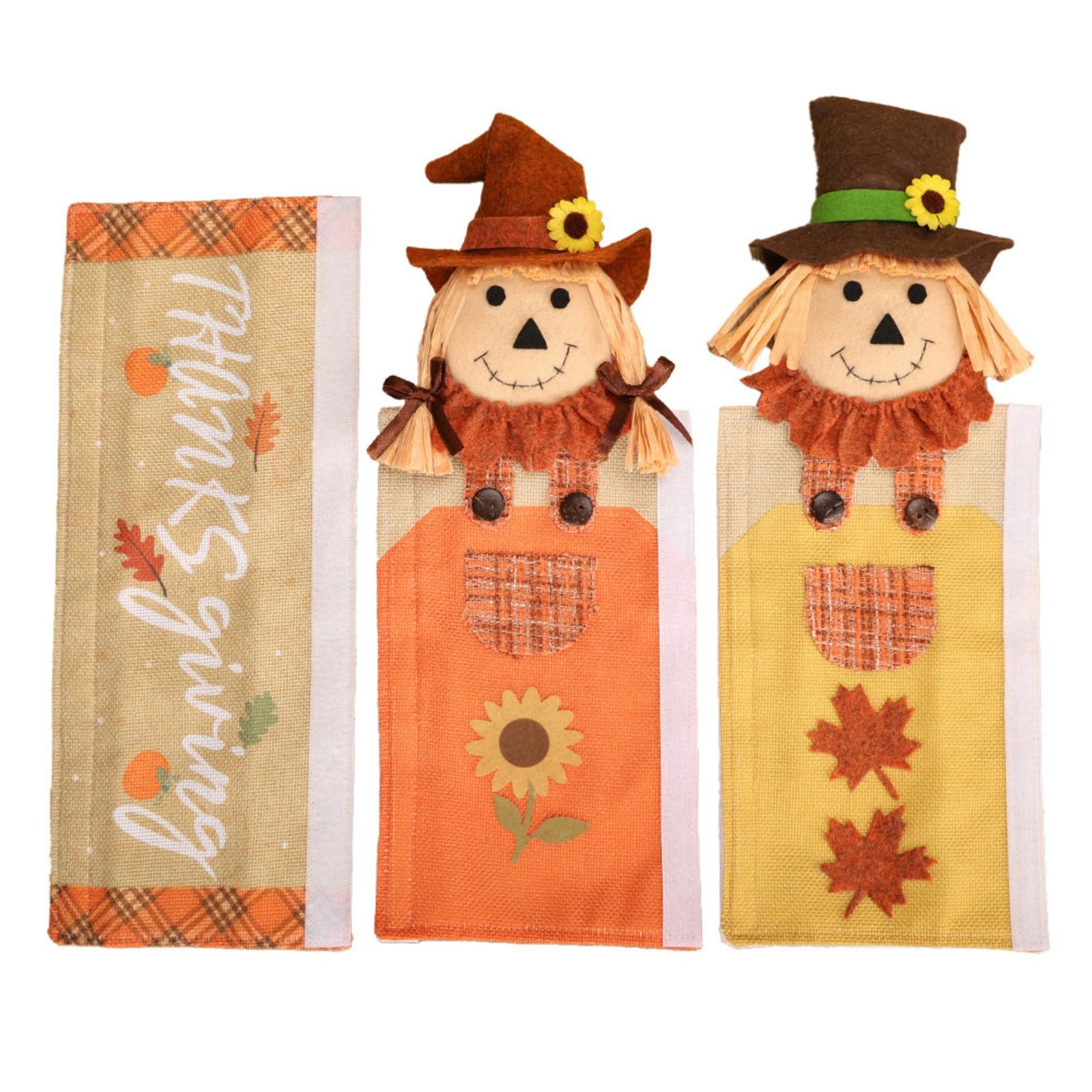 ljhnba Scarecrows Design Refrigerator Handle Covers Thanksgiving Holiday Decors Polyester Materials 38CM Length Home Decoration Thanksgiving Party Supplies