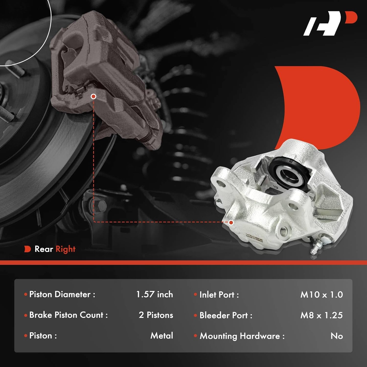 A-Premium Disc Brake Caliper Assembly Without Bracket Compatible with Select Volvo Models - 740 1985-1992, 745 1985, 760 1983-1990, 940 1991-1995, 960 1992-1997 - Rear Right Passenger Side
