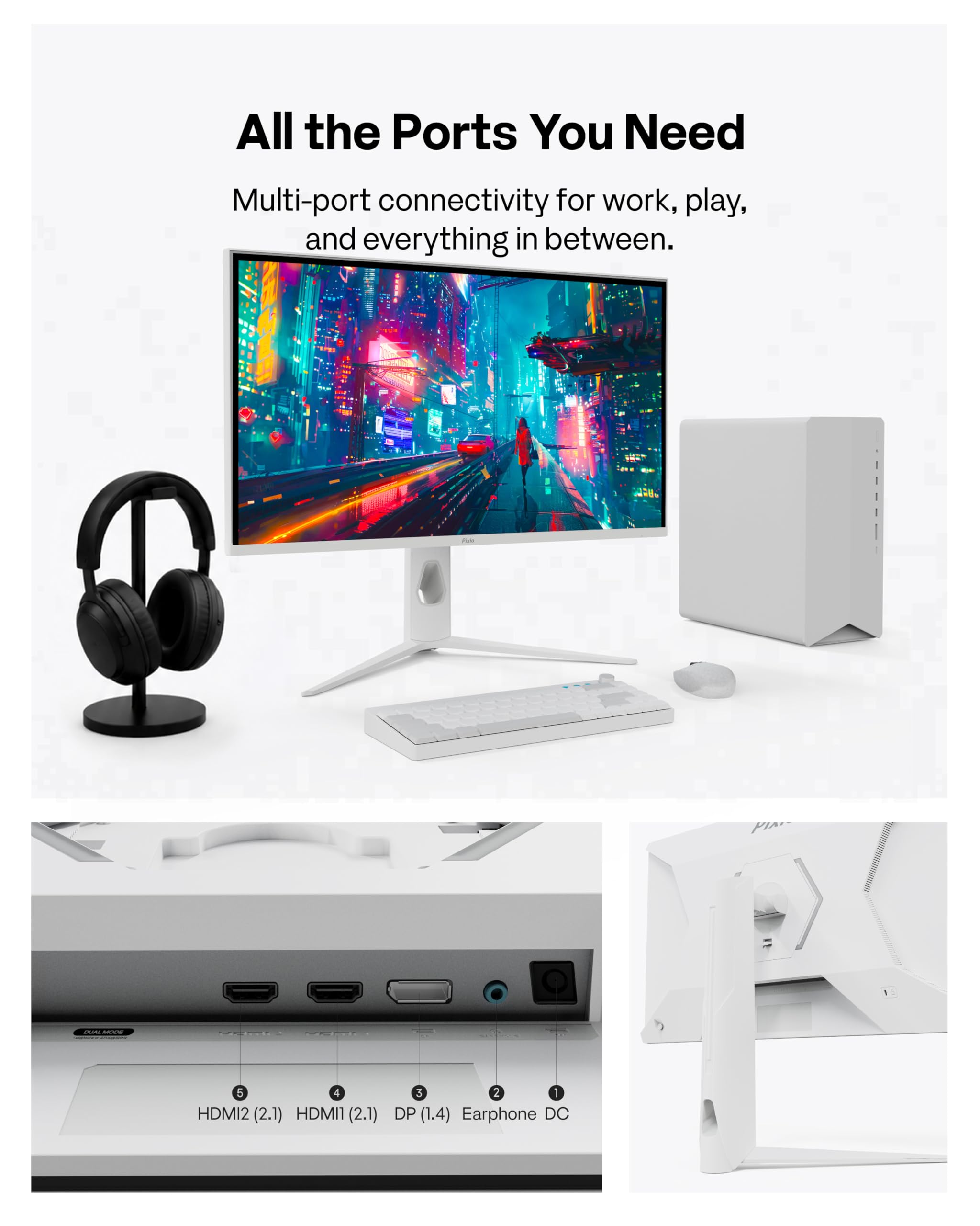 Amazon.com: Pixio PX27UM Mini LED White 27 inch Dual Mode UHD 4K
