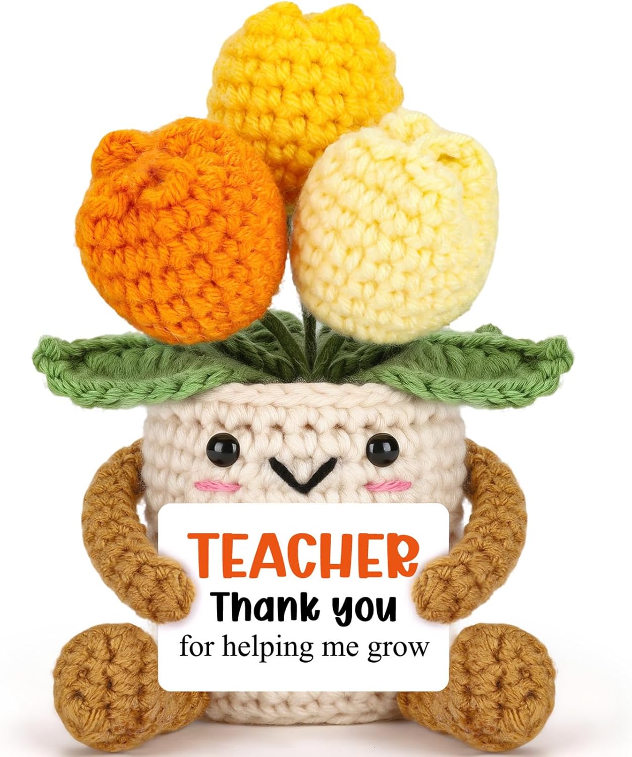 BiuNiuring Teacher Appreciation Gifts for Women, Thank You Science English Teacher Gifts, Birthday Retirement Thanksgiving Teachers' Day Graduation Season Handmade Crochet Tulip Flowers Decorations