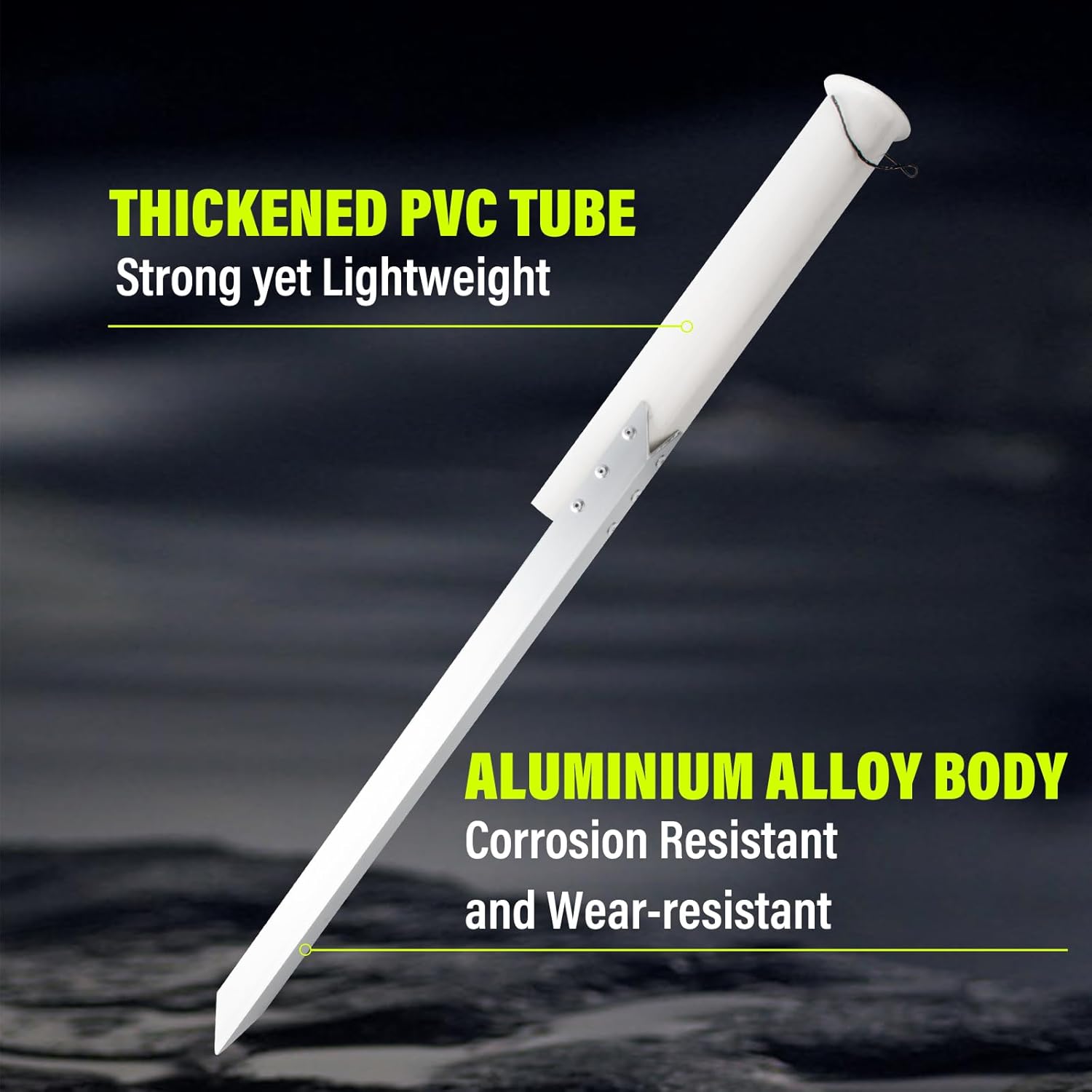 Dr.Fish Sand Spikes PVC Aluminum Surf Fishing Rod Holder, Beach Fishing Rod Holder, Portable Pole Holder Saltwater & Freshwater Shore Use River Bank