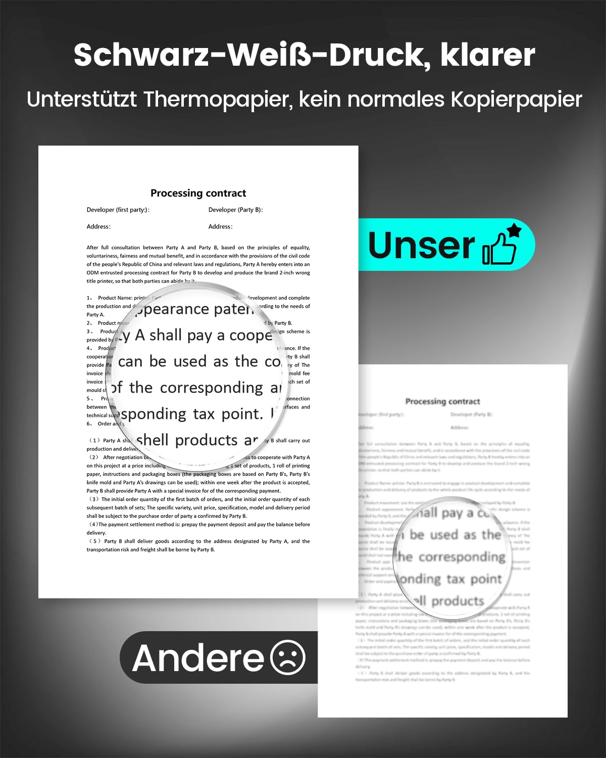 Itari Tragbarer Drucker, M08F Thermodrucker Bluetooth Drucker, Unterstützt Thermopapier A4