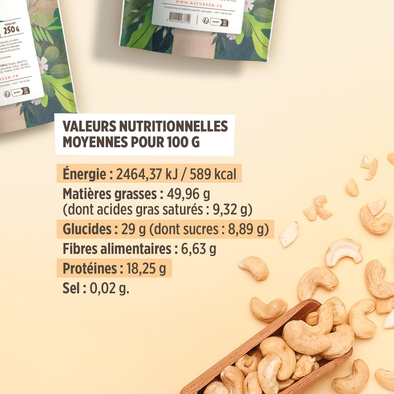 Noix de Cajou Bio 1 kg - Décortiquées - Non Salées - Non Grillées