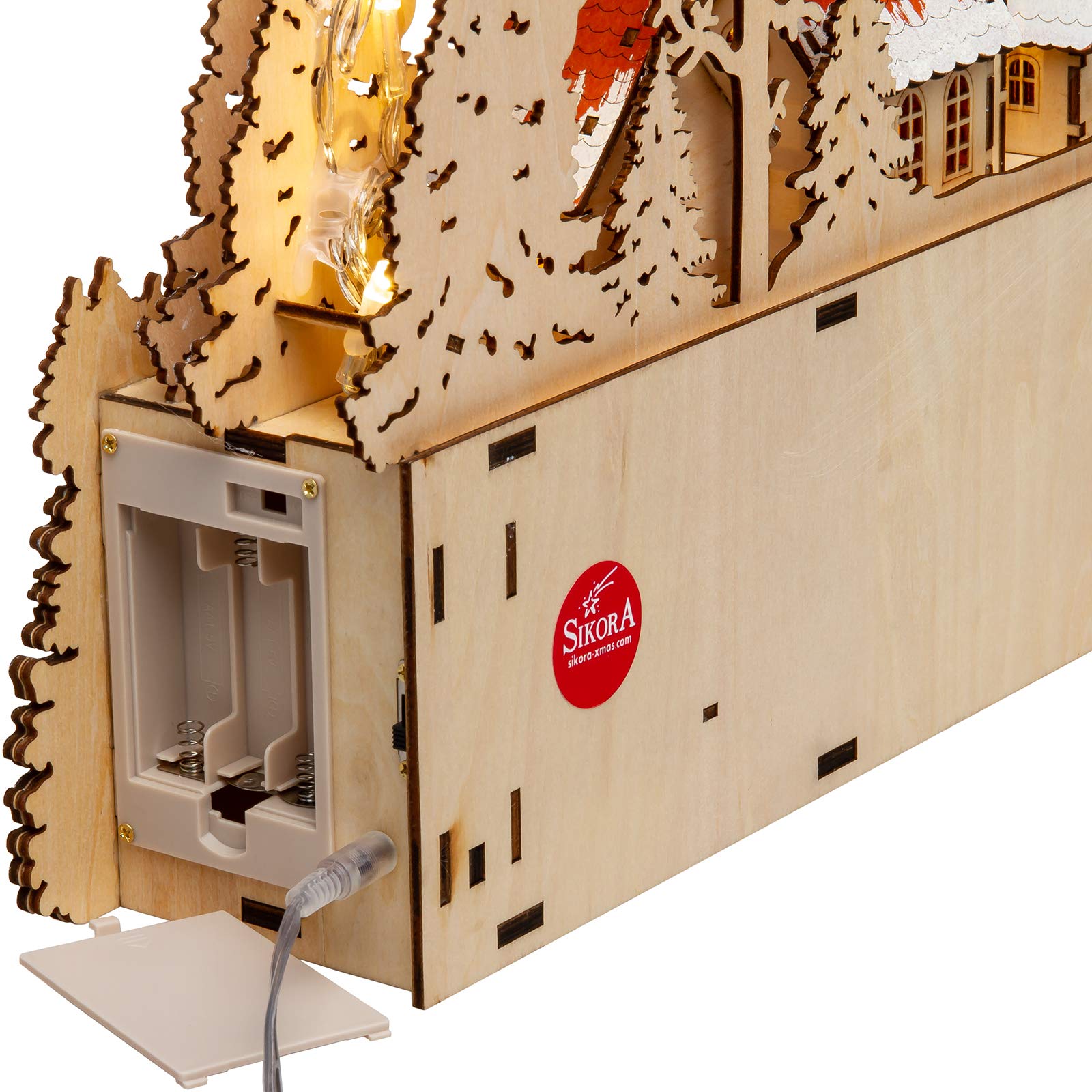 Sikora LED Holz-Schwibbogen ‚WINTERDORF‘ – Mit Trafo, 26 Cm Hoch, Beleuchtet – Weihnachtsdeko Für Fensterbank Oder Regal