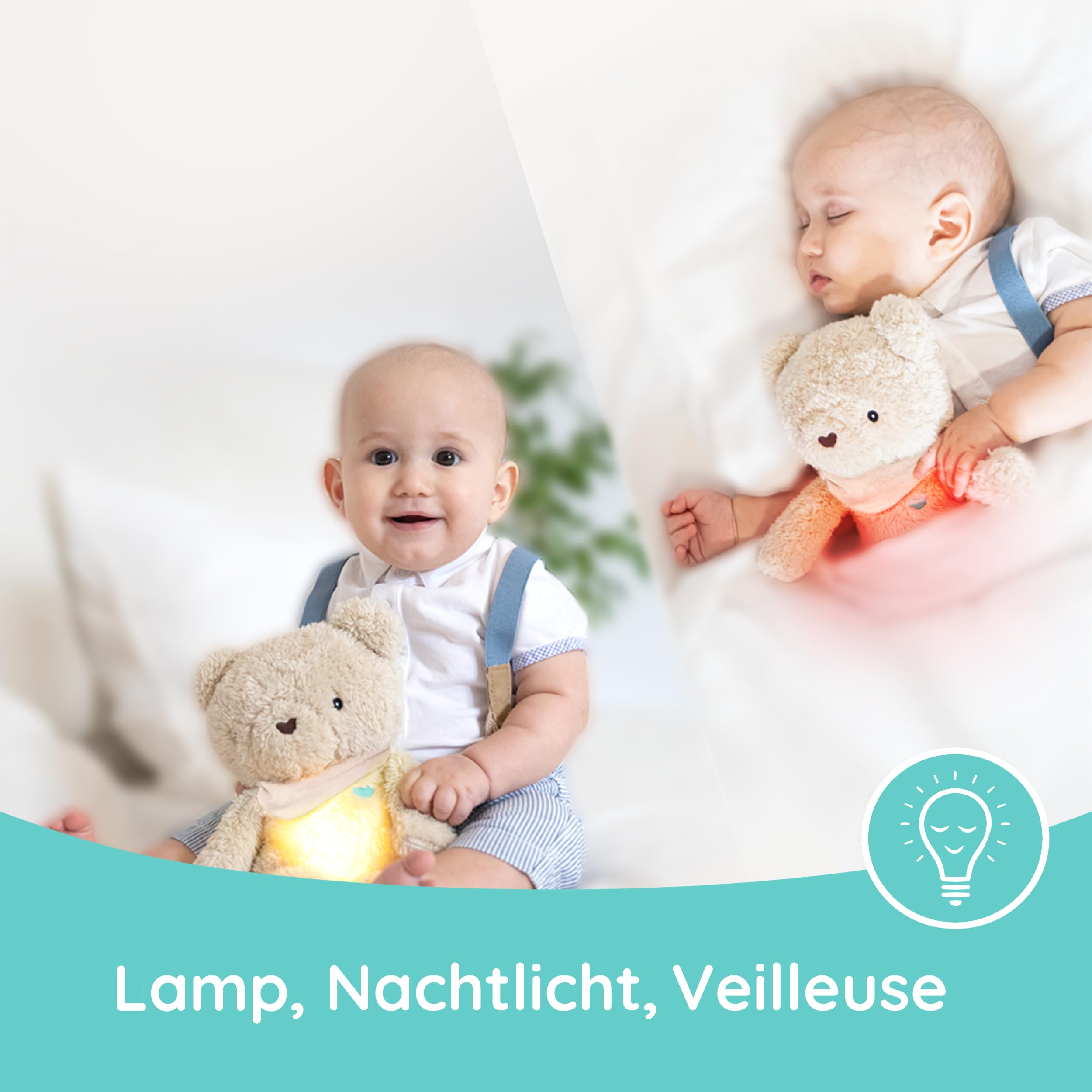 MyHummy Ours Schlummer 5 En 1 - Peluche Avec Sons, Veilleuse Et Vibration - Personnalisable