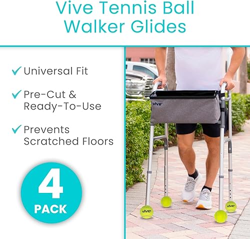 Miniatura 2 de Vive Pelotas de tenis para caminantes, precortadas (4 piezas)  Accesorios para andadores precortados, accesorios deslizantes deslizantes,