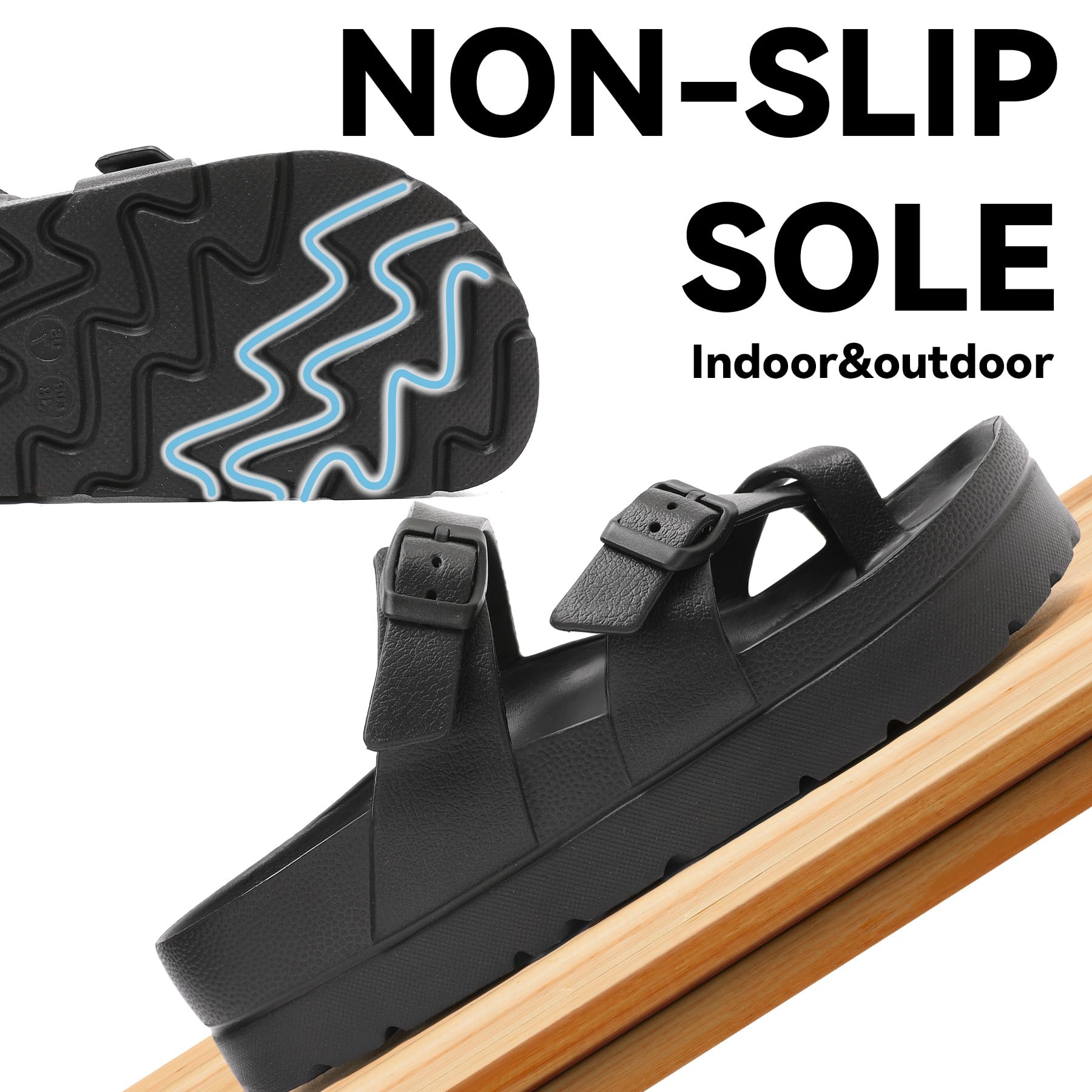 Sandalen Damen Sommer,Orthopädische Damen Bequeme Folien Dicke Sohlen Plattform Sandalen mit einstellbarer Schnalle und Ultra Kissen