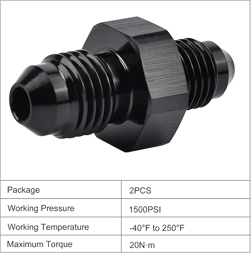 Miniatura 11 de EVIL ENERGY 6AN Macho a Macho Flare Acoplador Unión Recta Manguera de Combustible Adaptador Adaptador Negro 2PCS