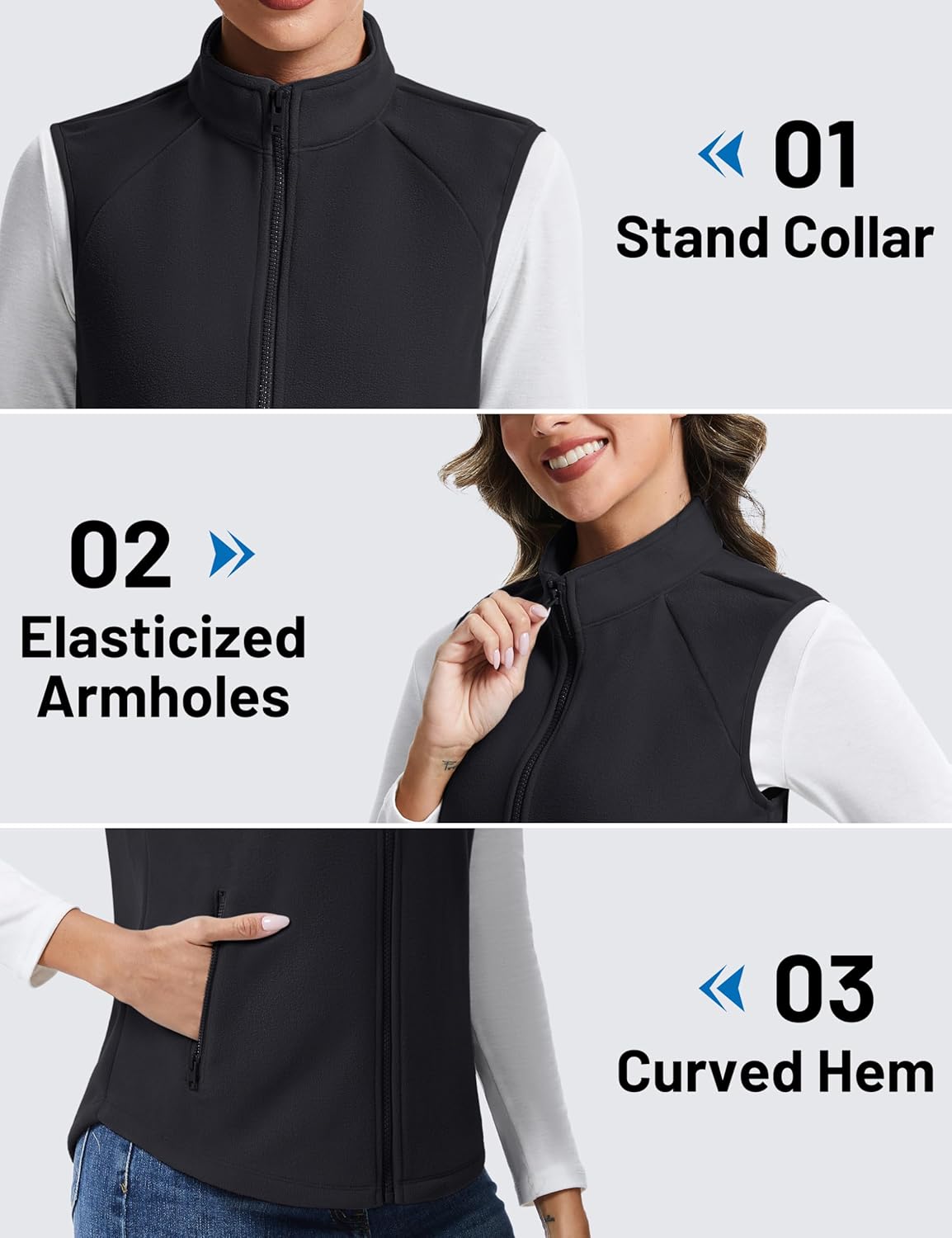 TACVASEN Women's Fleece Vest Outerwear Lightweight Sleeveless Zip up Jacket with Pockets Warm Polar Soft Fall Winter - Image 4