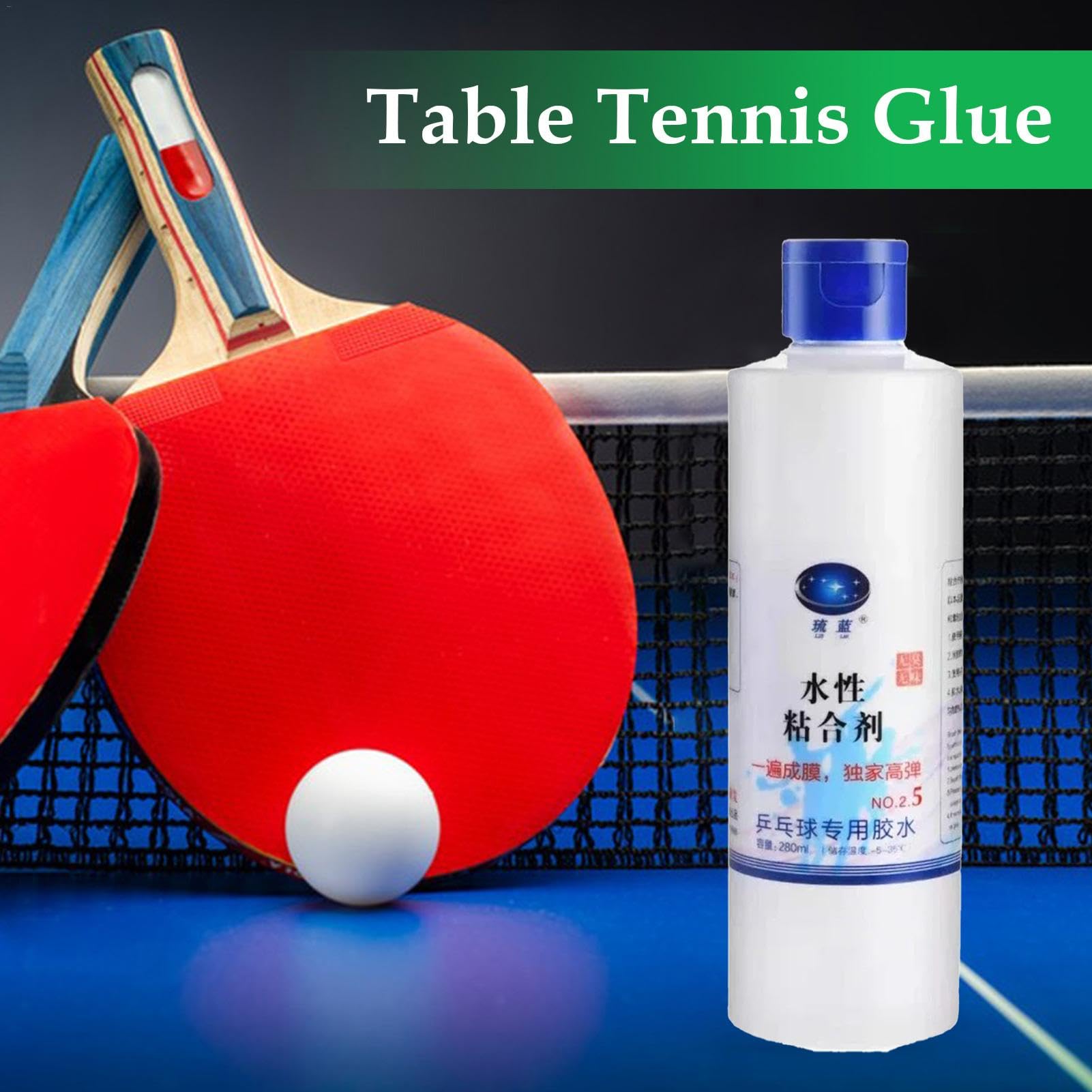 Table Tennis Paddle Glue - Water-Based Glue for Table Tennis Racket,with Sponge Wipe Odorless Inorganic Glue for Table Ball Racket