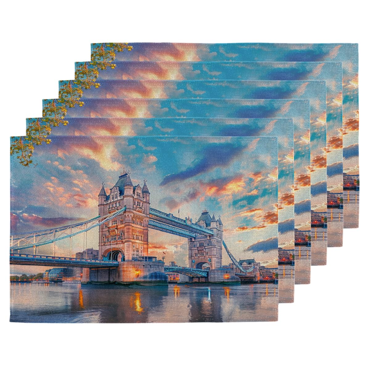 Sets de table motif pont de Londres lavables lot de 6 tapis de salle à manger