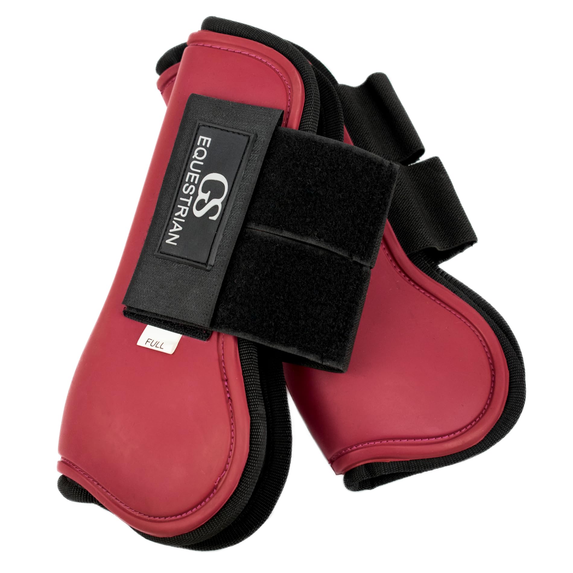 GS Equestrian Tendon Boots – Open Front Horse Boots with Shock Absorption & Secure Touch Fastenings – Protective Leg Boots for Schooling (Red, L)