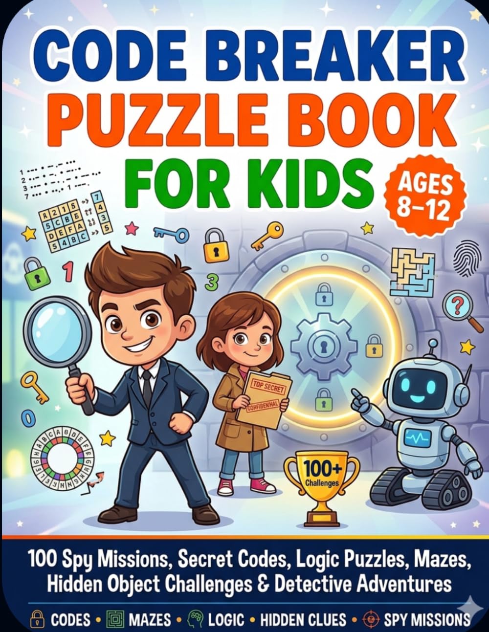 Code Breaker Puzzle Book for Kids: 100 Spy Missions, Secret Codes, Logic Puzzles, Mazes, Hidden Object Challenges & Detective Activities for Ages 8–12