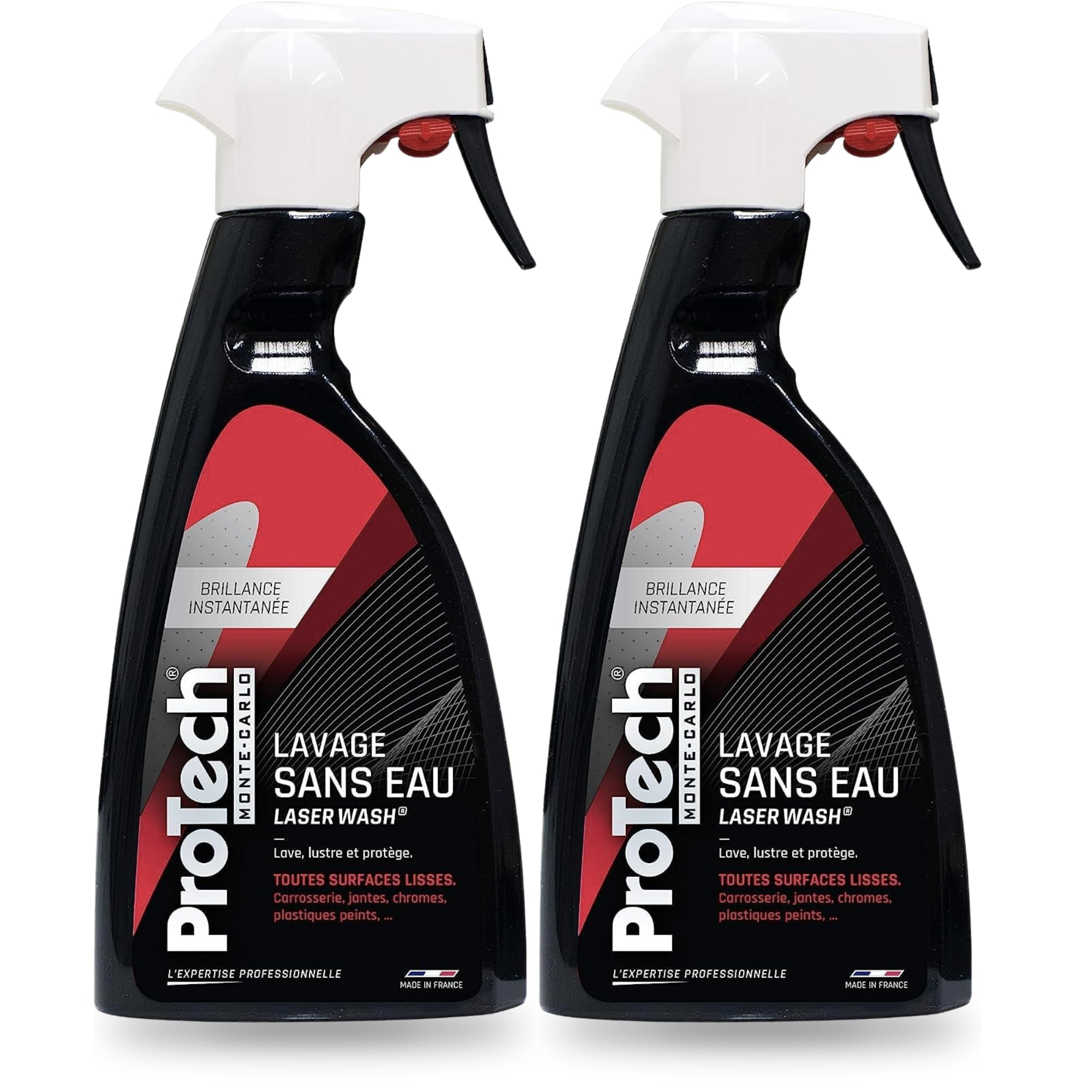 ProTechMC | 2X Nettoyant sans Eau pour Voiture | Toutes Surfaces Lisses | Produit Lave Vitres, Carrosserie, Plastiques Peints, Jantes | sans Rinçage | Made in France | 1L