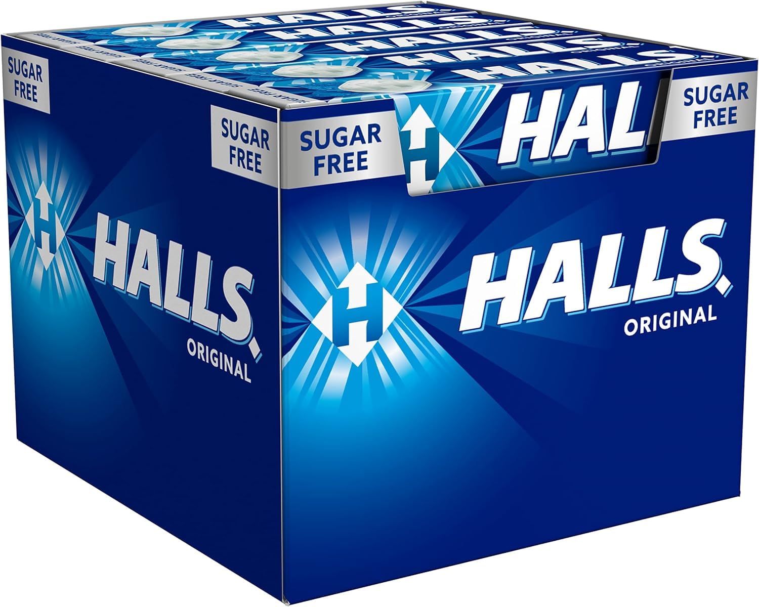 Halls Original Caramelos Sin Azúcar 480 uds (24 x 20 sticks de 32 g) – Mentol y Eucalipto, Frescor Intenso, Pack Ahorro Refrescante para Compartir – Edulcorados con Isomalt y Aspartamo
