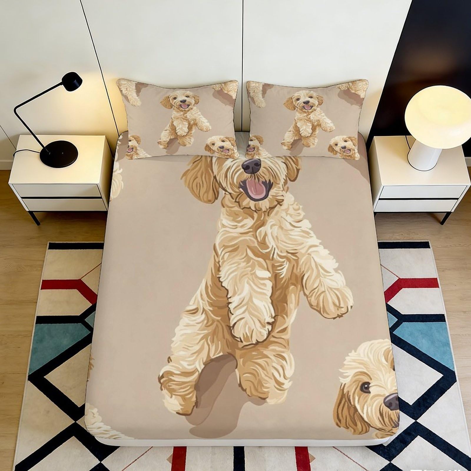 Jqzkxnhpbr Style-6 3D Printed Playful Golden Retriever Fitted Sheet Microfiber Soft Dog Bed Cover For Bedroom Dorm Room Decor 90X200x25cm