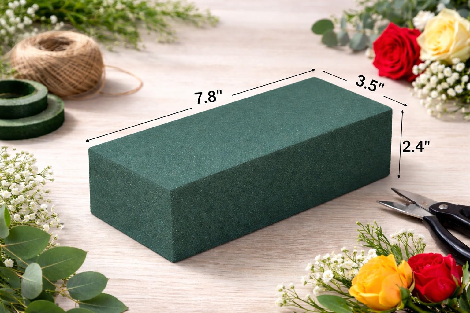 FLOFARE Pack of 6 Floral Foam Blocks for Fresh and Artificial Flowers, Each (7.8” L x 3.5” W x 2.4” H), Dry and Wet Floral Foam Blocks for Wedding, Birthdays, Home, Office, and Garden Decorations