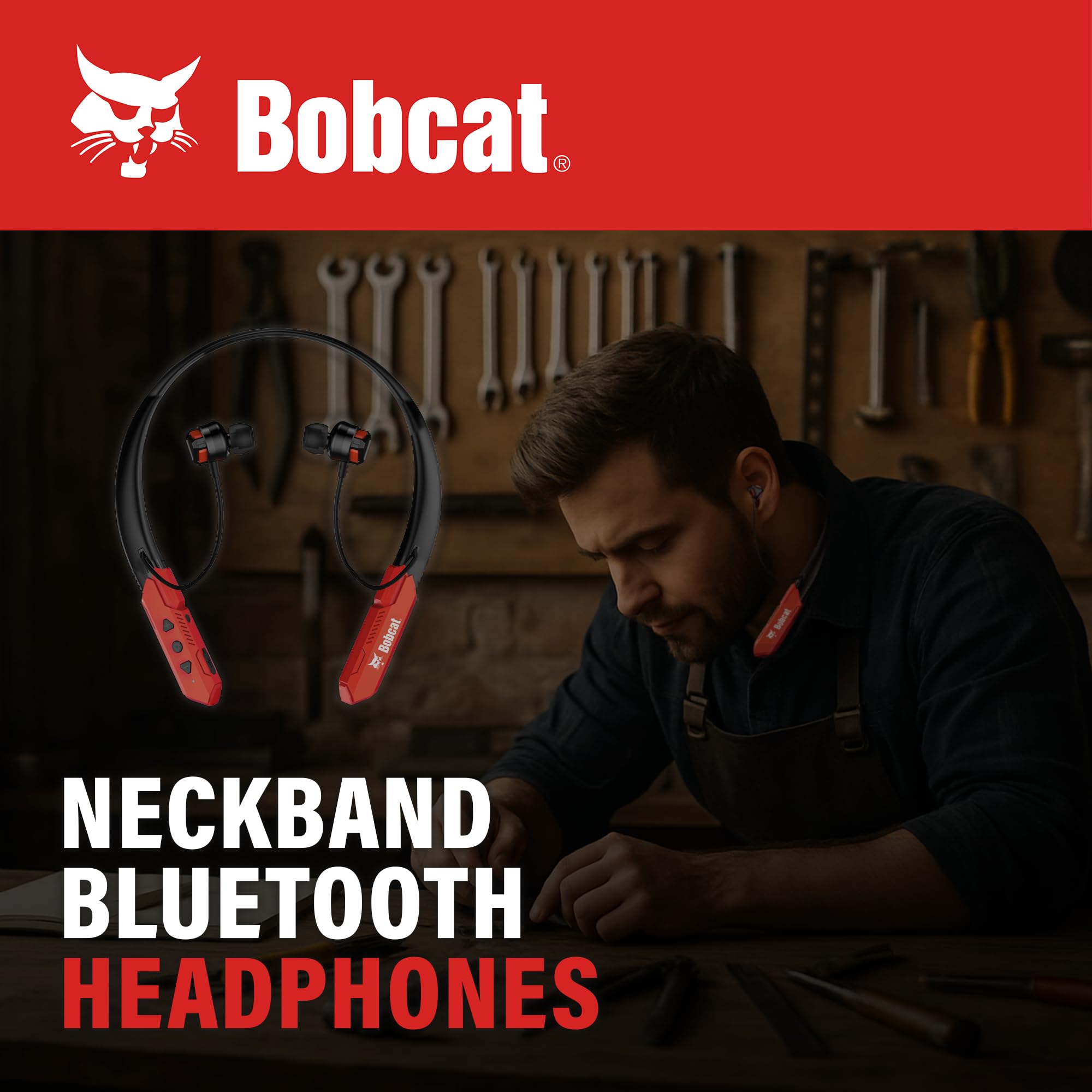 CJ TECH Bobcat - Cuffie Bluetooth con archetto da collo, con microfono, batteria 80H, ricarica rapida, IPX4, resistenti al sudore, per corsa, palestra e allenamento
