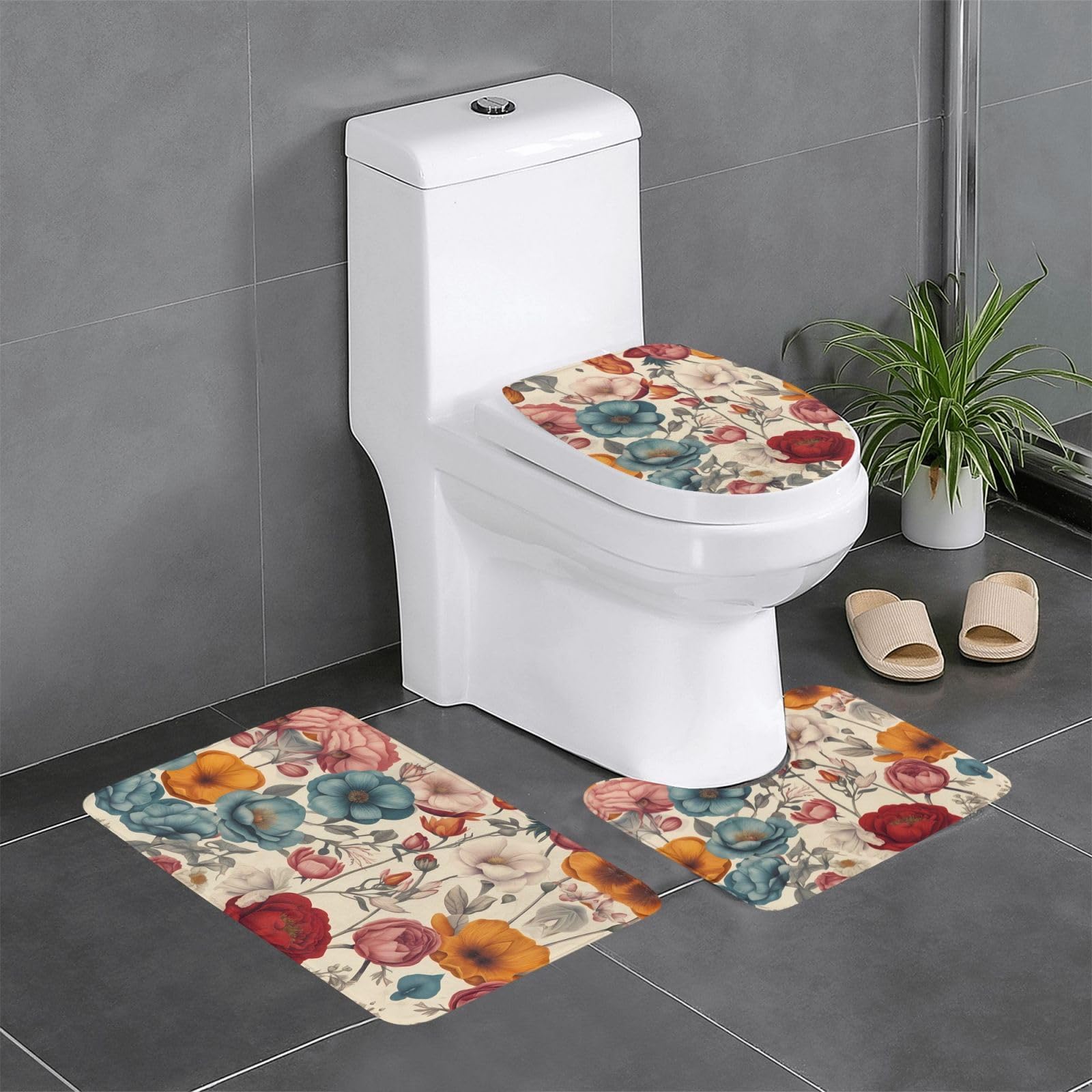 Tapis antidérapants salle de bain WHJDPP à fleurs pour une sécurité maximale au quotidien