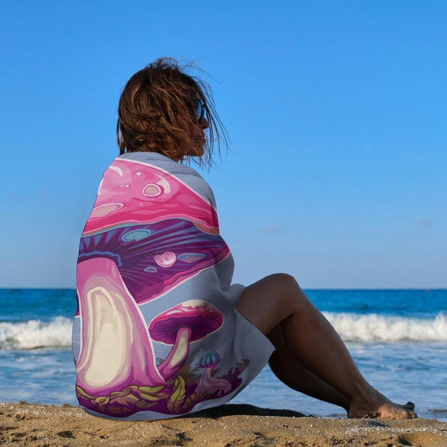 Swimming Towel, Mushroom Printed Fashion Towel,Portable Towel,Durable Towel