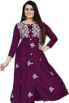 KrazzyKudyWomen's Rayon Flared Embroidery Kurti Under 599 Designer Attractive Look Women's Kurta