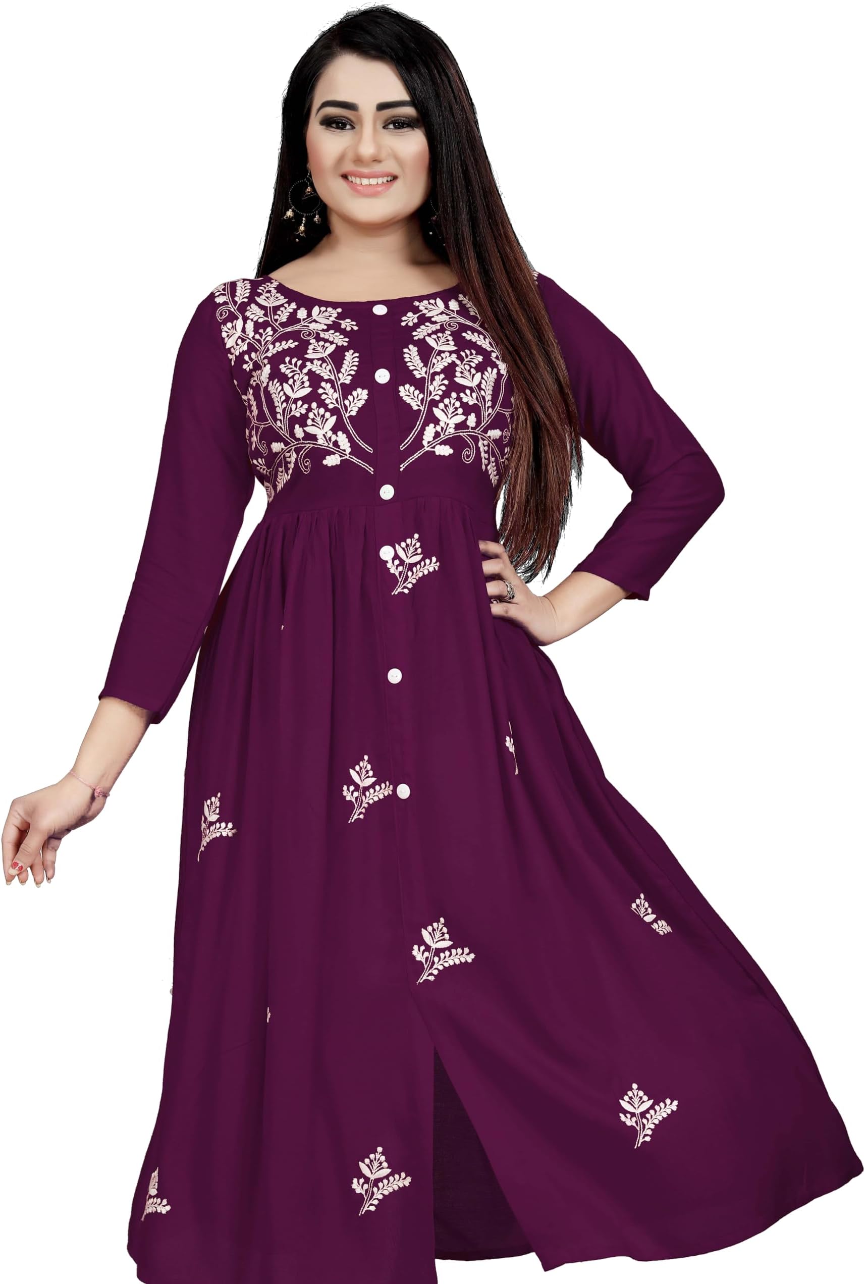 KrazzyKudyWomen's Rayon Flared Embroidery Kurti Under 599 Designer Attractive Look Women's Kurta