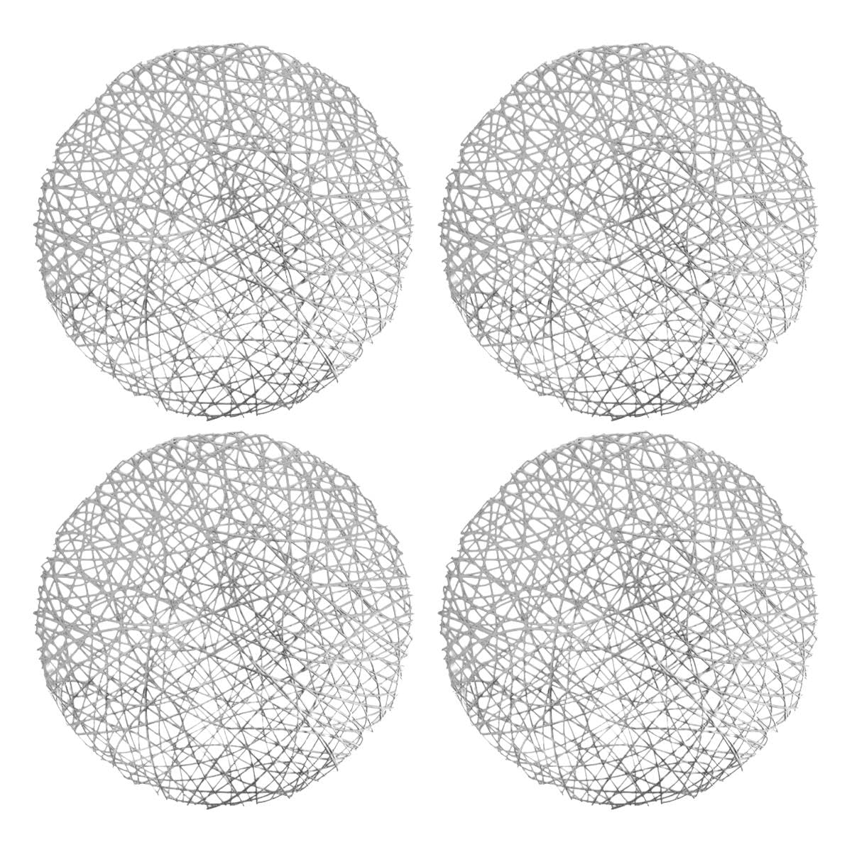 Set of 4 Silver Woven Mesh Placemats – Round 38cm Table Mats with Open Lattice Design – Durable, Reusable & Easy Clean Dining Table Protection – Christmas & Everyday Use