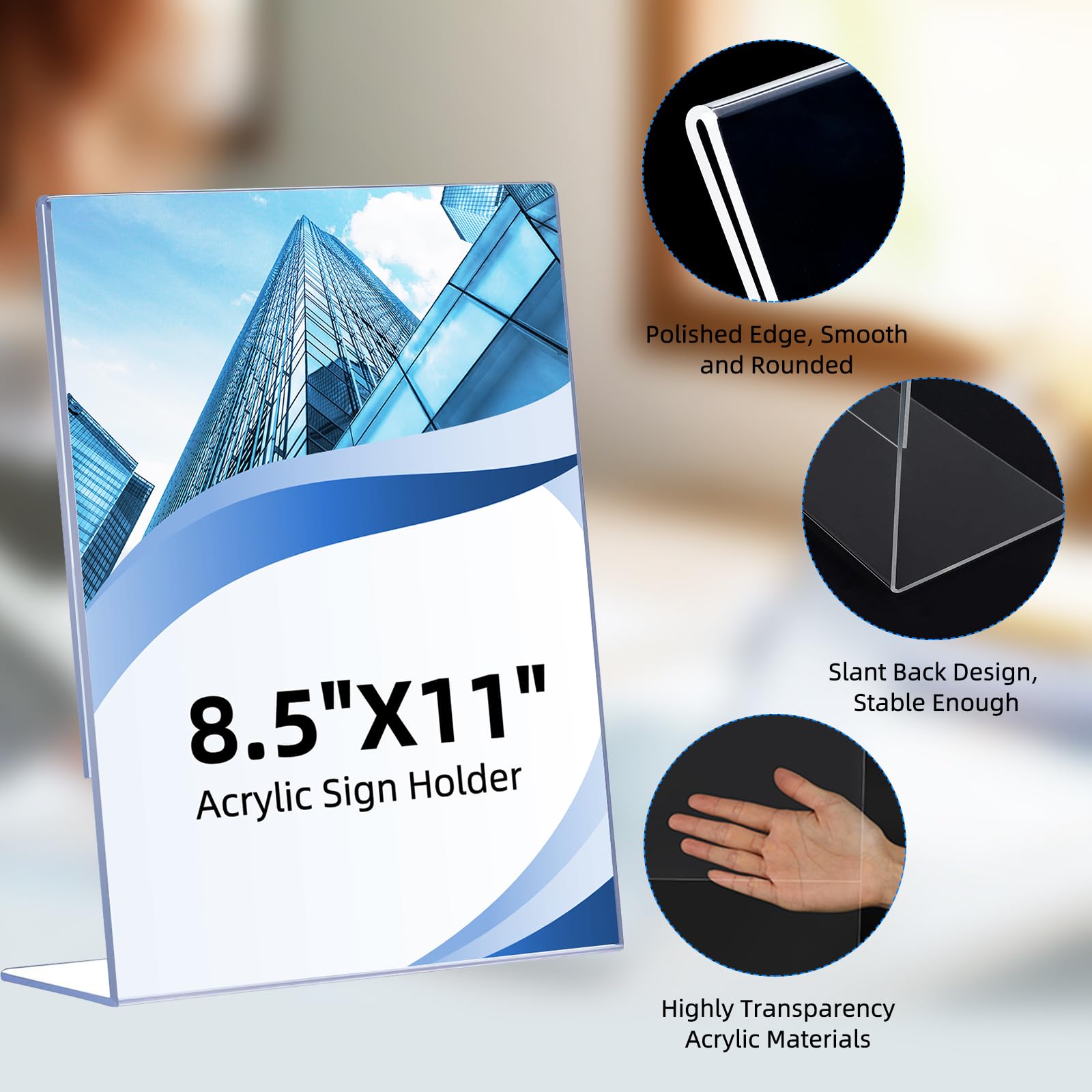 12 Pack Acrylic Sign Holder 8 5 x 11 Clear Plastic Display Stands for Tabletop L-Shape Acrylic Stands — view 5