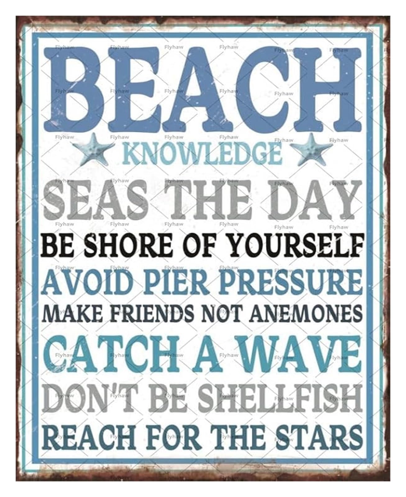 PKNVKZIDK Nautical Humor Metal Tin Sign Be Shore of Yourself Vintage Beach Wall-Art for Bar Coastal Decor 8 X 12 in