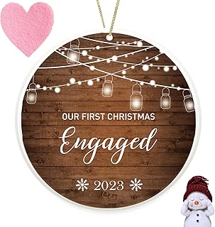 Christmas Decorations Indoor Home Decor,Our First Christmas Engaged 2023 2.85" Keepsake for Engagement Gifts for Couples Newly Engaged Unique Ornaments She Said yes Thanksgiving(Engaged)