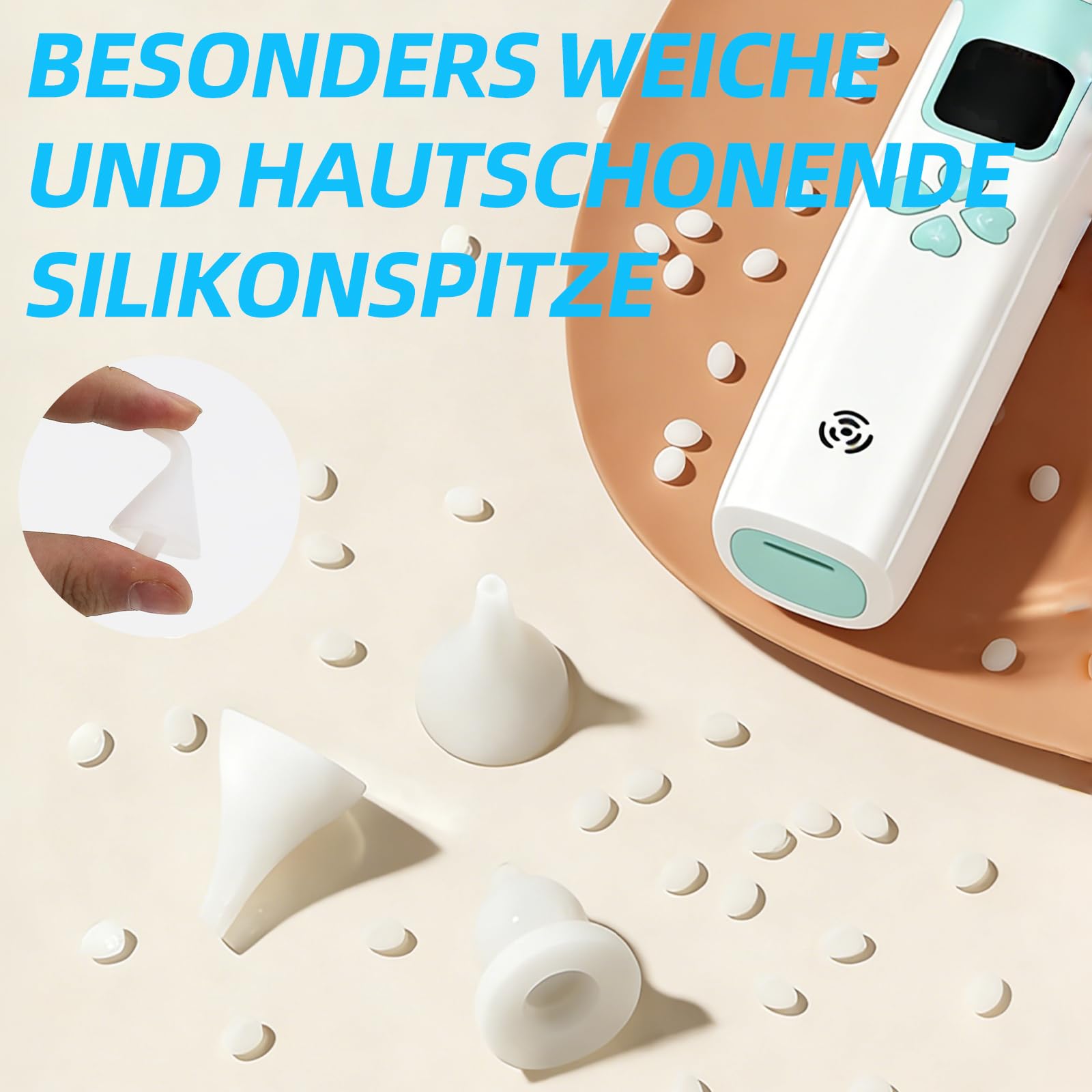 Baby-Nasensauger, 3-stufig einstellbare Saugleistung, 4 Silikonköpfe, Musik- und Lichtfunktion, geeignet für Neugeborene, Säuglinge und Kleinkinder