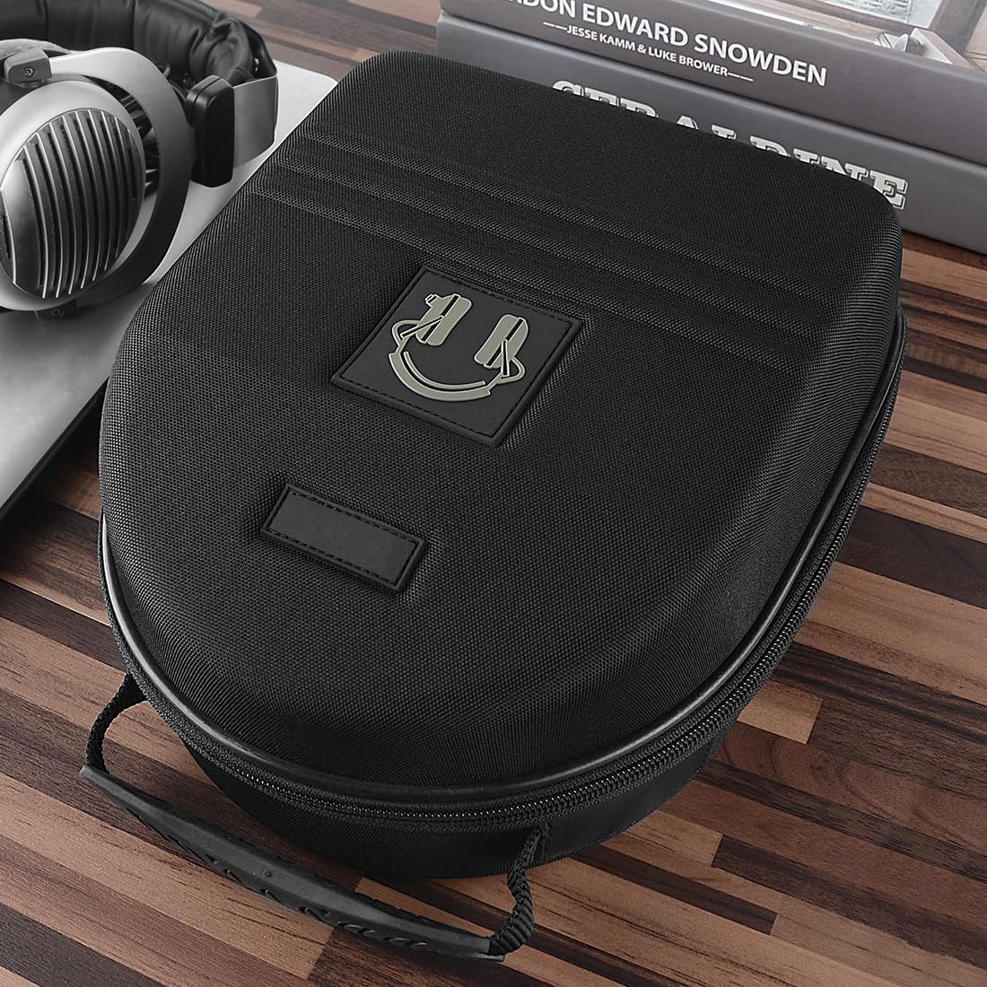 Geekria Shield Case for Large-Sized Over-Ear Headphones, Replacement Protective Hard Shell Travel Carrying Bag with Cable Storage, Compatible with Audio-Technica ATH-AD990X, AKG K701 (Black) - Image 6