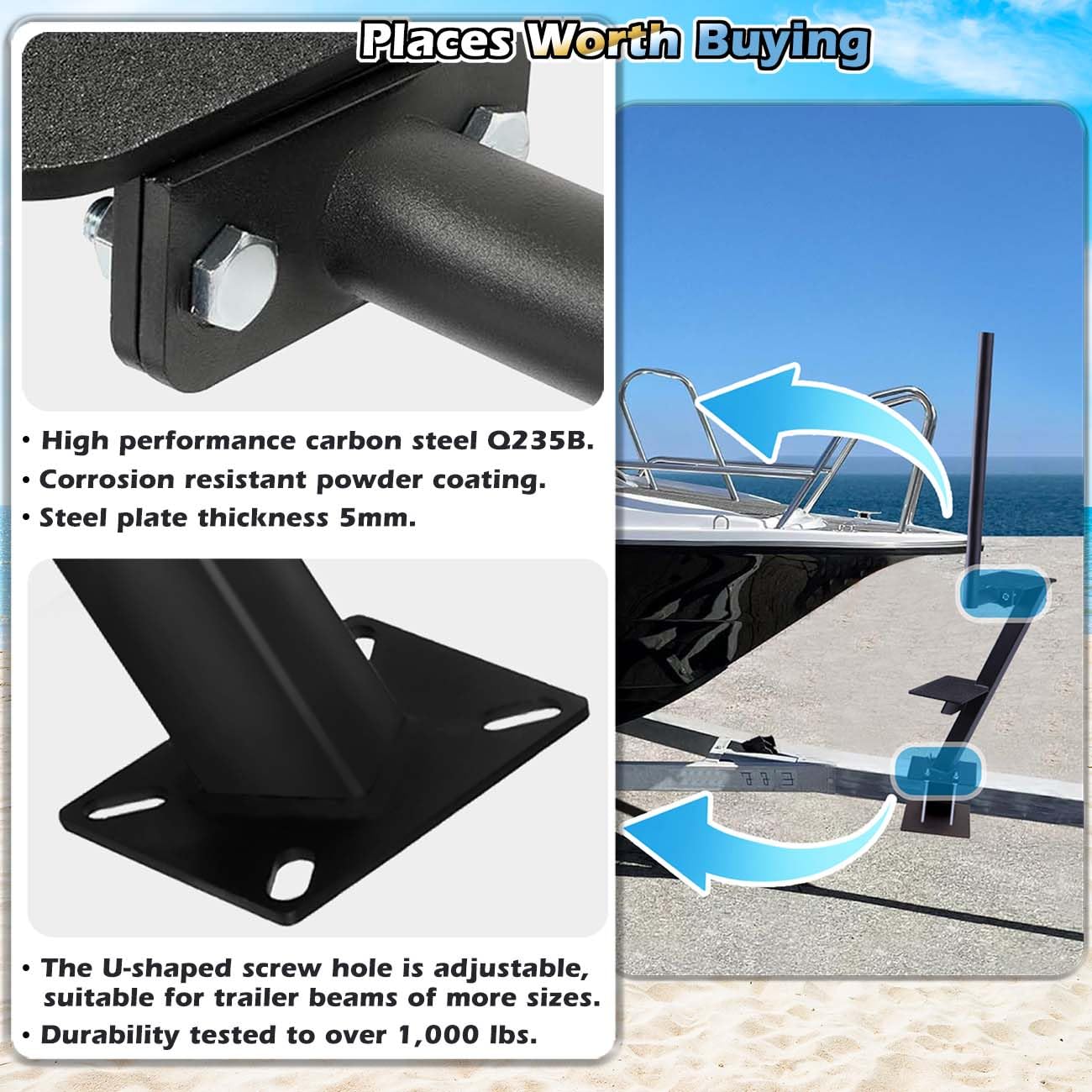Aazon.co: Oega Boat Step Universal Boat Trailer Steps Ade In USA (3
