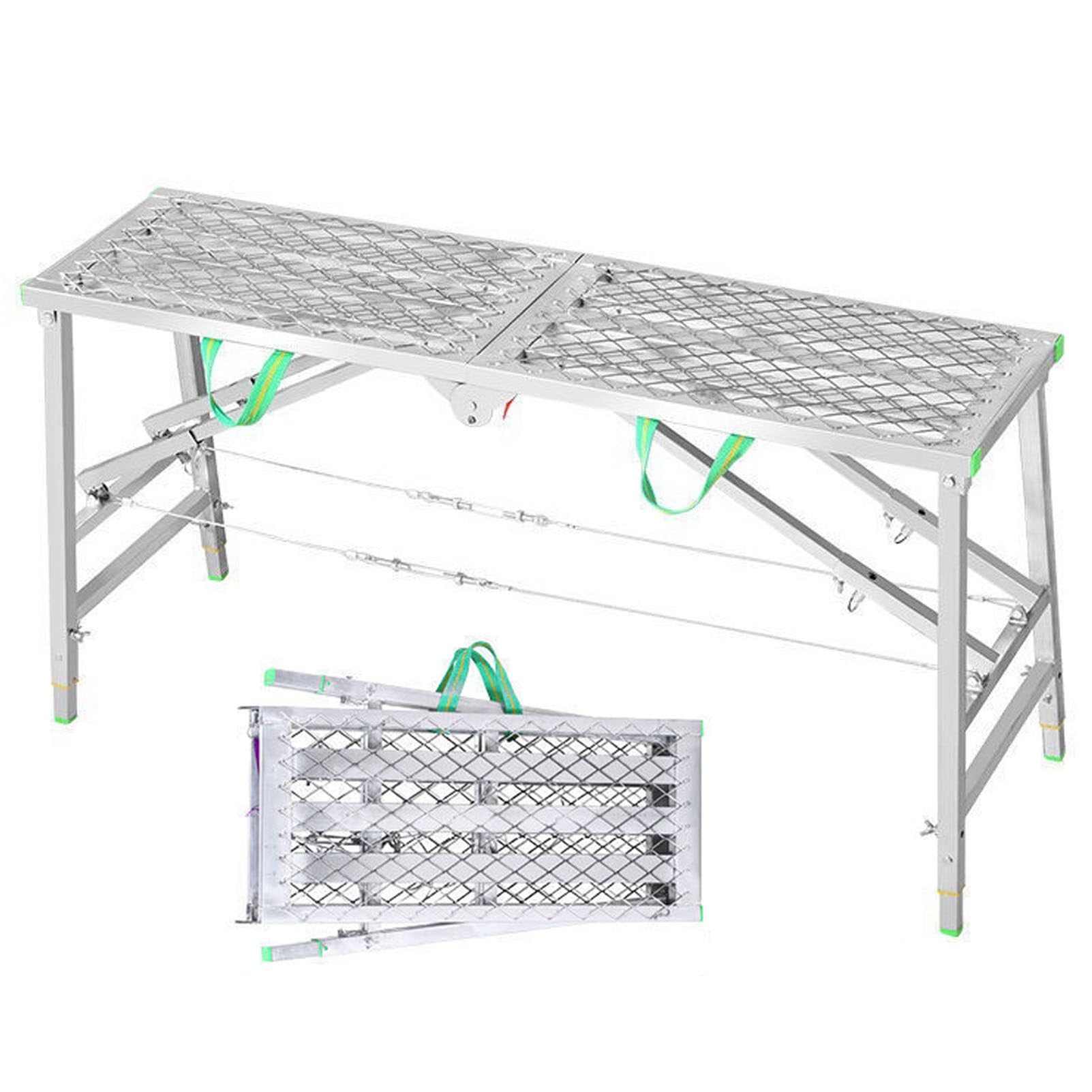 WQPMNYG Adjustable Height Work Platform, Multipurpose Galvanized Steel Folding Scaffolding Platform, Portable Step Ladder for Home Improvement, Patching Drywall or Cleaning Windows,200cm