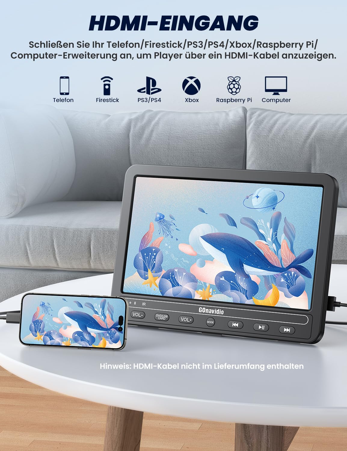 10,1" DVD Player Auto 2 Bildschirme 5-Stunden-Akkulaufzeit mit HDMI-Eingang, USB/TF-Karte, Speicherkapazität, Wiedergabe gleicher/verschiedener Filme, Auto-DVD-Player für Kinder 2 Player