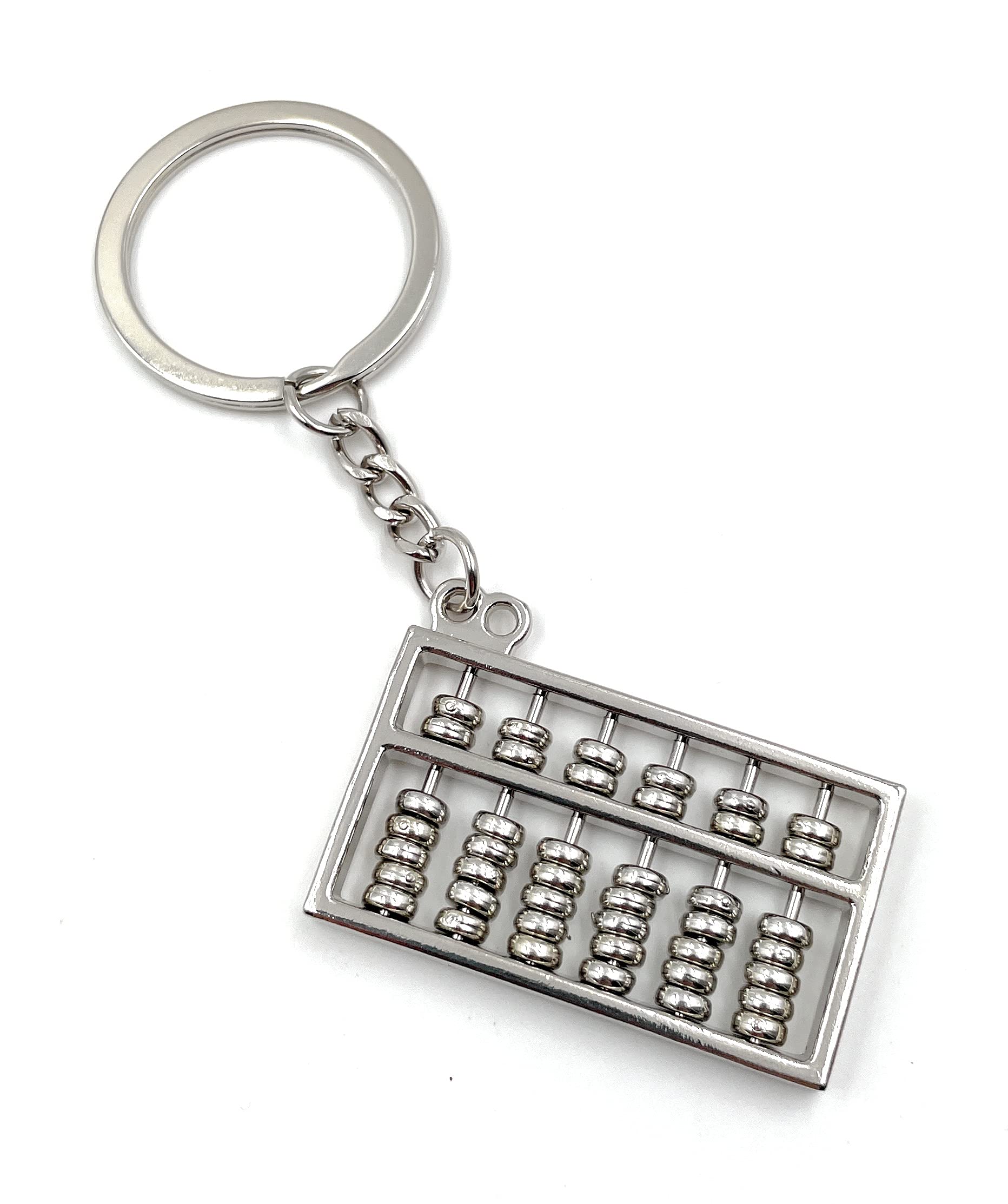 Onwomania Verschieden Keychain Calculator Calculating Frame Abacus Silver Charm Chain Key Ring