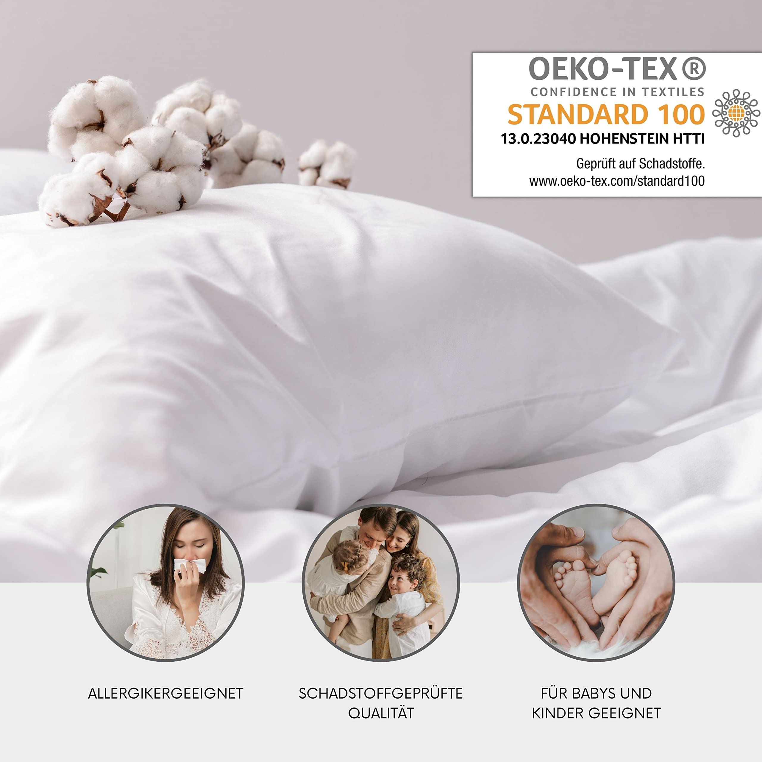 MSS e.K. 4er Set Federkissen | Größe: 80 cm x 80 cm | Füllgewicht: je 1.000 Gramm | 100% Baumwolle | kein Lebendrupf | Kissenfüllung | NOMITE Zertifiziert - milbenfrei | schadstoffgeprüft