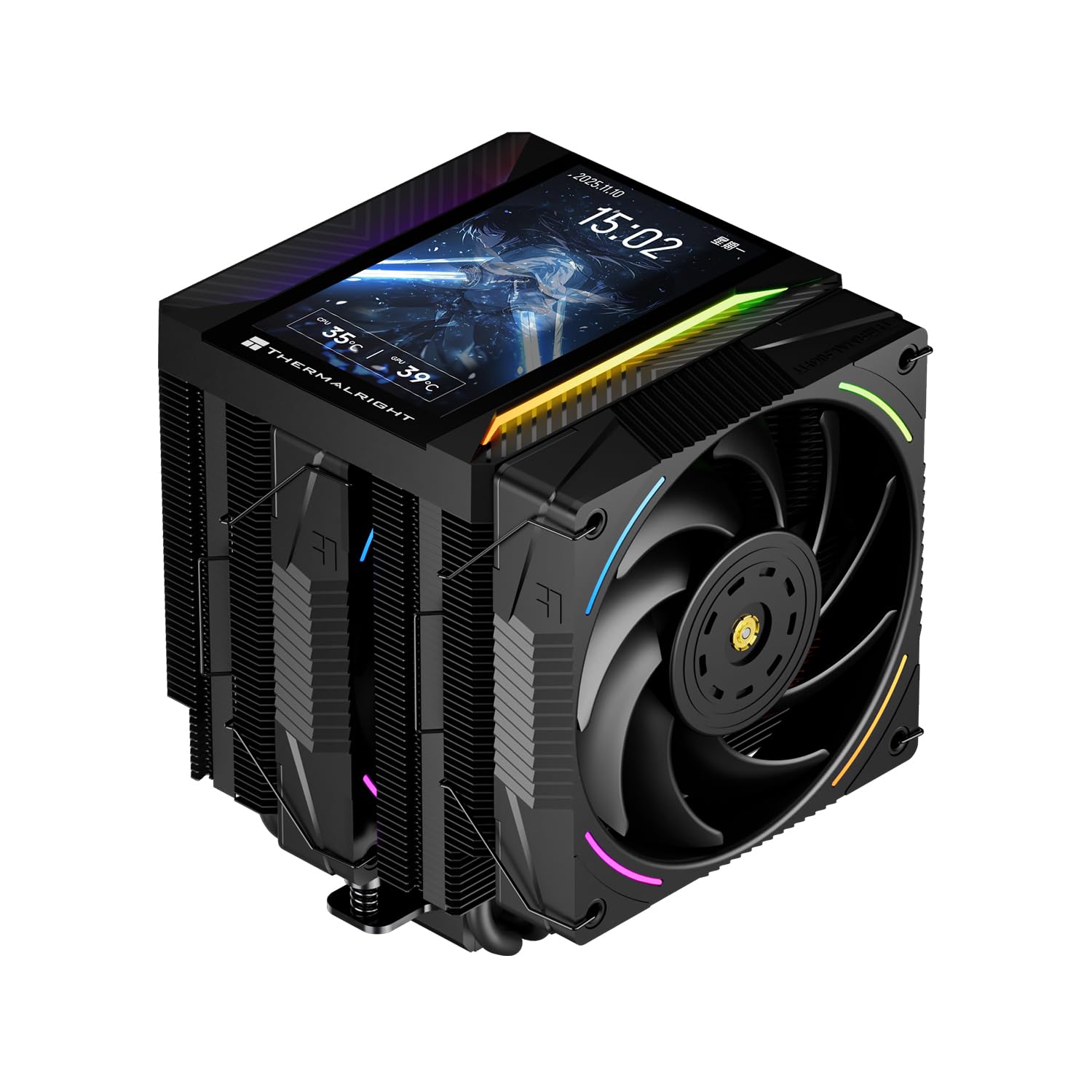 Thermalright Peerless Assassin 120 Vision MAX ARGB Black CPU Cooler, PC Heatsink Cooler 6 Heat Pipes, 5’’ Magnetic Display Screen with 480x854 Resolution,for AM4/AM5 and Intel LGA1700/1851 - 1