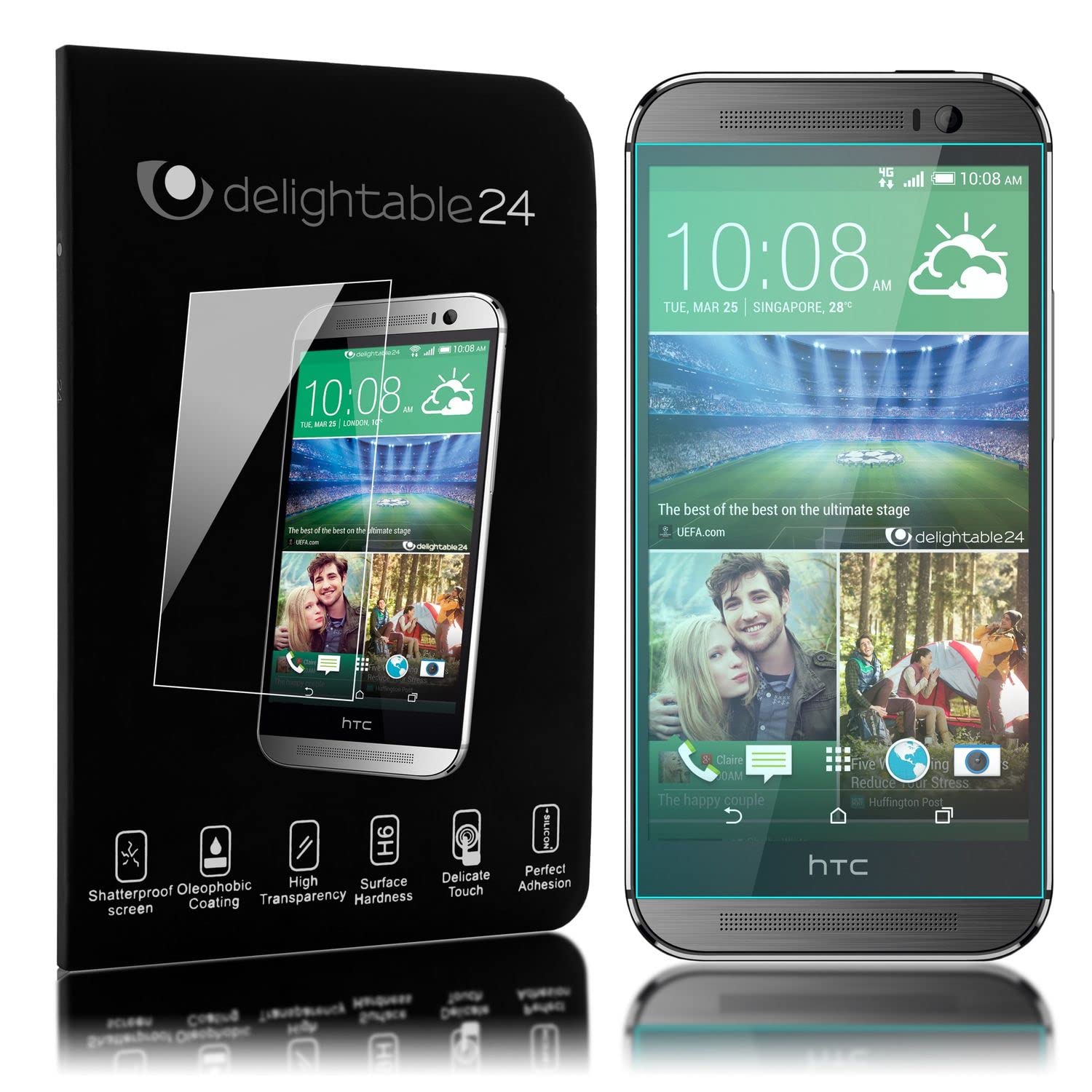 Cadorabo proteggi schermo blindato per HTC ONE M8 (2a gen.) in vetro protettivo temperato trasparente