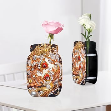 5D Diamond Painting Kit Vase, Halloween DIY cat and Pumpkin Diamond Art for Adult Beginners Acrylic Special Shaped Double-Sided Vase Handmade Crafts, Suitable for Home Living Room Desktop Decoration