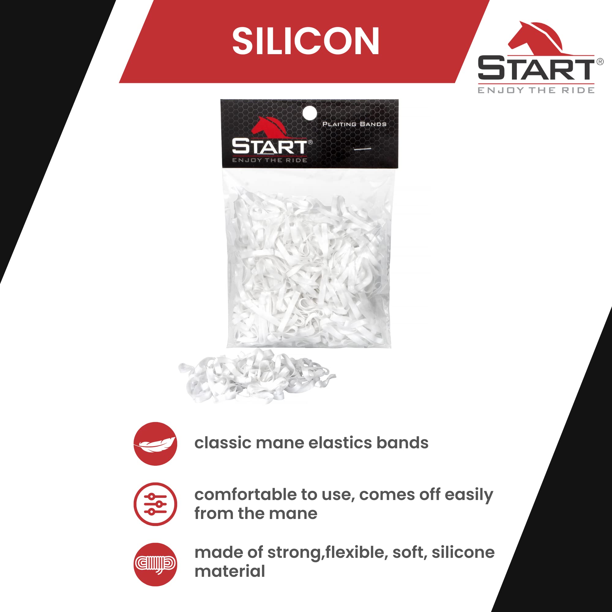 Start Elastici in Silicone per Criniera Cavallo – Set 500 pz - Morbidi, Resistenti, Delicati sul Pelo per Trecce Perfette (Bianco)