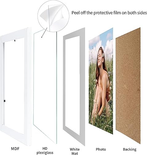 Vista 142 de EYMPEU Portarretratos de 5 x 7 pulgadas con paspartú, de madera negra, para exhibir fotos de 5 x 7 con paspartú o fotos de 6 x 8 pulgadas sin