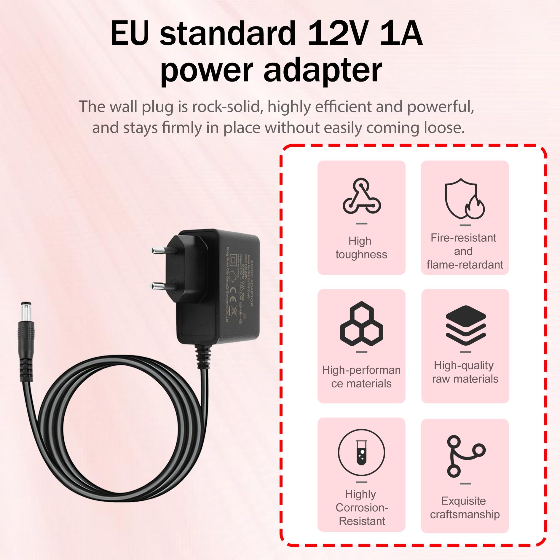 Chargeur AC/DC Adapter 12V, Transformateur Universel, Cable Adaptateur 12V, Transformateur 1A, Adaptateur Secteur de Remplacement Compatible pour Claviers et Pianos Numériques, Durabilité