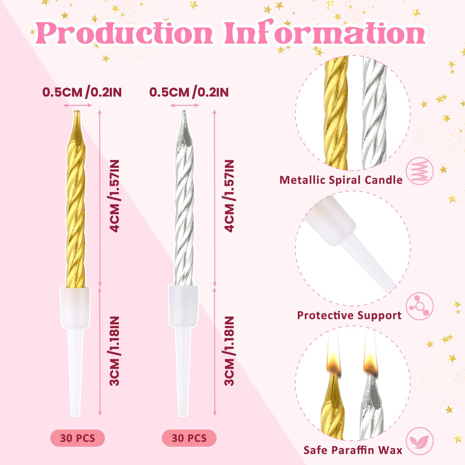 DONQL 24 Pièces Bougie Anniversaire, Bougies De Gâteau D'anniversaire, Bougie D'anniversaire